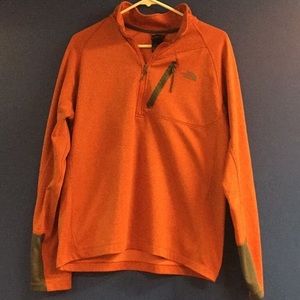 Orange North Face 1/4 zip pullover
